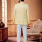 Jodhpuri Suit Jacquard Yellow Woven Mens