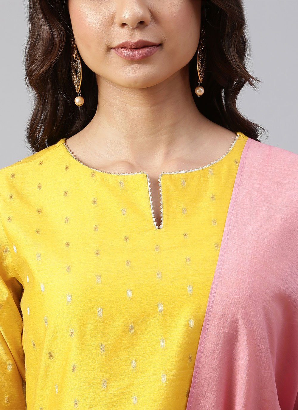 Salwar Suit Chanderi Silk Yellow Woven Salwar Kameez