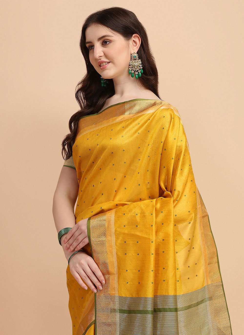 Classic Tussar Silk Yellow Woven Saree