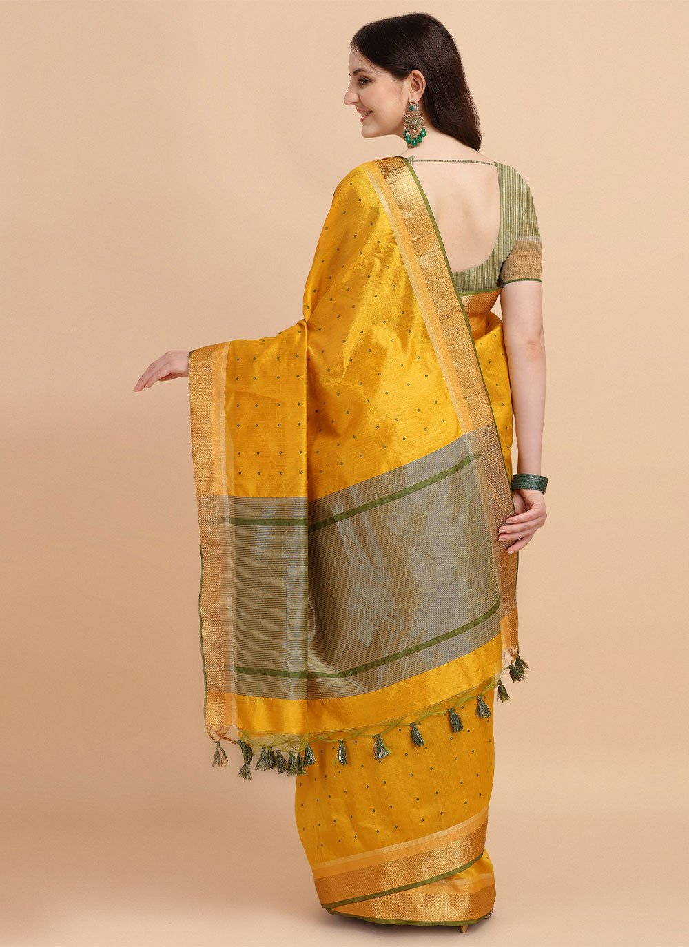 Classic Tussar Silk Yellow Woven Saree