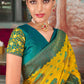 Classic Organza Yellow Embroidered Saree