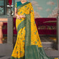 Classic Organza Yellow Embroidered Saree