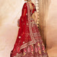 A Line Lehenga Velvet Maroon Dori Work Lehenga Choli