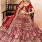 A Line Lehenga Velvet Maroon Dori Work Lehenga Choli