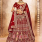 A Line Lehenga Velvet Maroon Dori Work Lehenga Choli