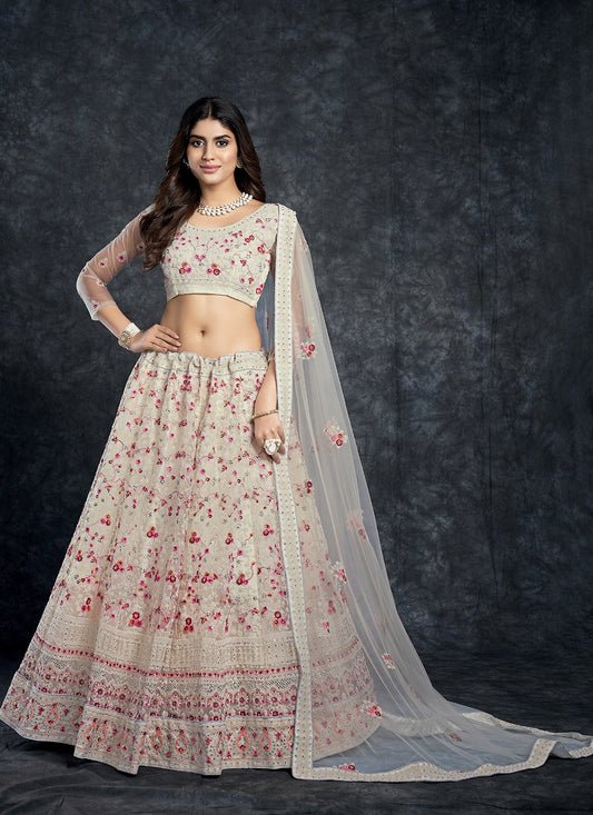 A Line Lehenga Silk White Dimond Lehenga Choli