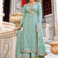 Salwar Suit Chinon Sea Green Embroidered Salwar Kameez