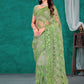 Classic Net Green Embroidered Saree