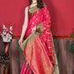 Contemporary Katan Silk Pink Patch Border Saree