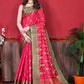 Contemporary Katan Silk Pink Patch Border Saree