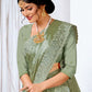 Contemporary Organza Sea Green Embroidered Saree
