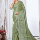 Contemporary Organza Sea Green Embroidered Saree