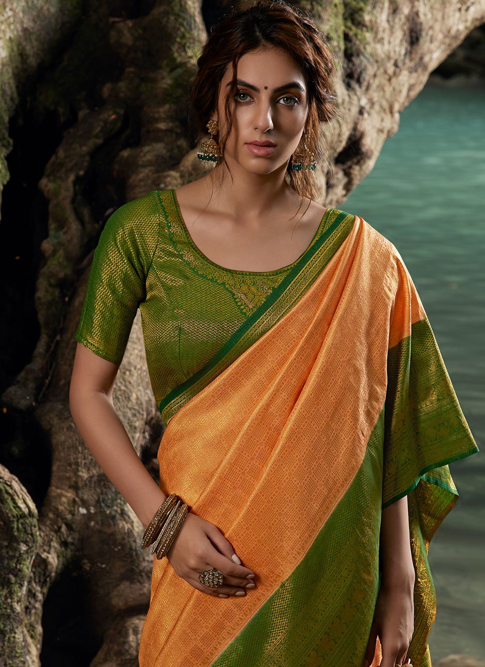 Contemporary Kanjivaram Silk Multi Colour Woven Saree