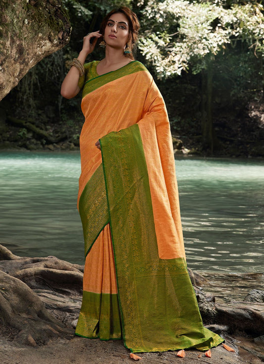 Contemporary Kanjivaram Silk Multi Colour Woven Saree