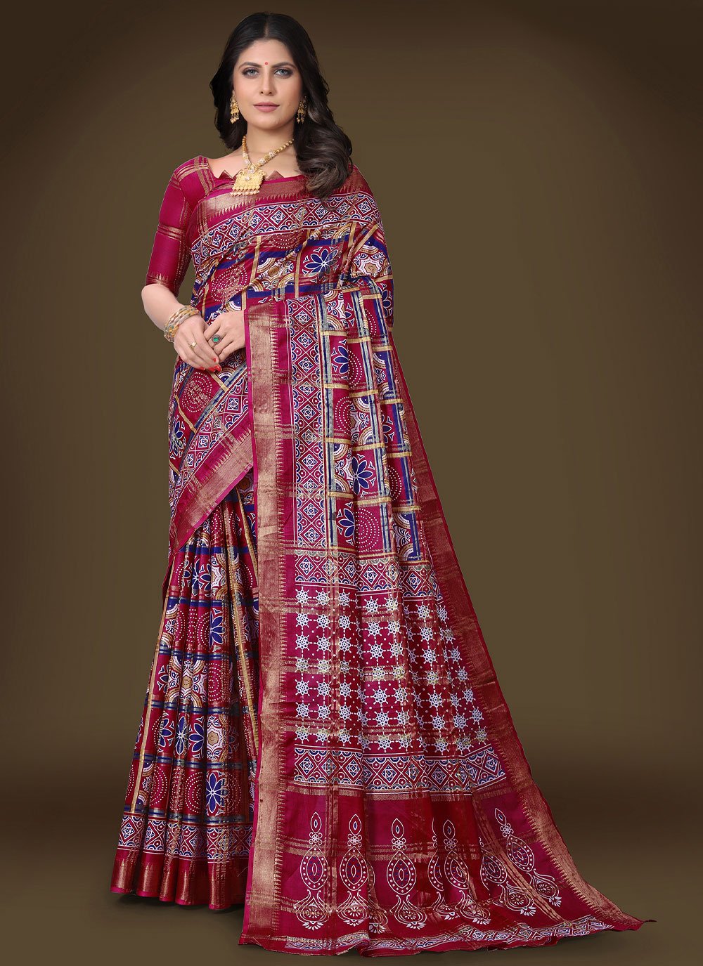 Trendy Saree Cotton Red Weaving Saree