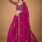 A Line Lehenga Faux Georgette Rani Embroidered Lehenga Choli