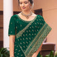 Contemporary Vichitra Silk Green Embroidered Saree