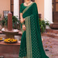 Contemporary Vichitra Silk Green Embroidered Saree