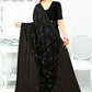 Contemporary Georgette Silk Black Patch Border Saree