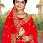 Classic Georgette Red Embroidered Saree