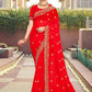 Classic Georgette Red Embroidered Saree