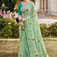 Classic Georgette Sea Green Print Saree