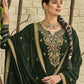 Straight Salwar Suit Georgette Satin Green Diamond Salwar Kameez
