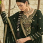 Straight Salwar Suit Georgette Satin Green Diamond Salwar Kameez