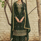 Straight Salwar Suit Georgette Satin Green Diamond Salwar Kameez