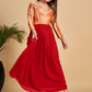 Gown Georgette Red Woven Gown