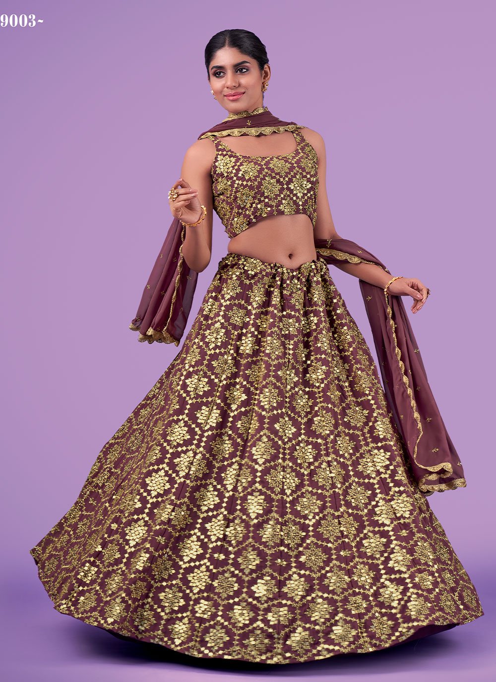 Lehenga Choli Georgette Mauve Sequins Lehenga Choli