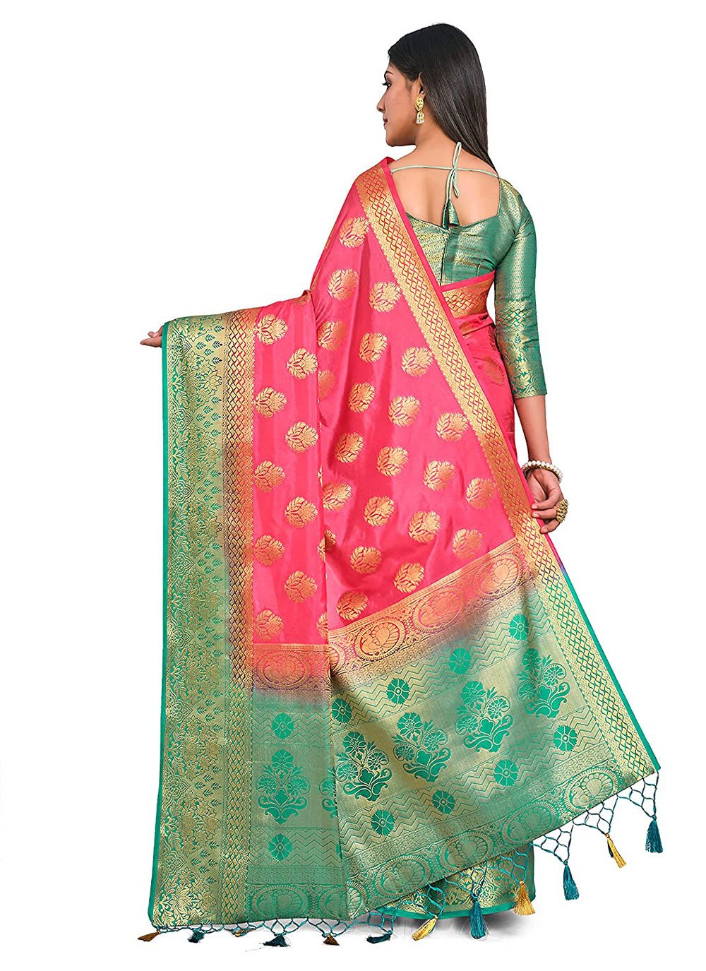 Classic Kanjivaram Silk Pink Zari Saree