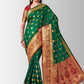 Contemporary Kanjivaram Silk Green Zari Saree