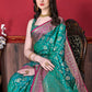 Classic Katan Silk Green Patch Border Saree