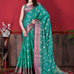 Classic Katan Silk Green Patch Border Saree