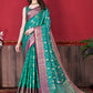 Classic Katan Silk Green Patch Border Saree