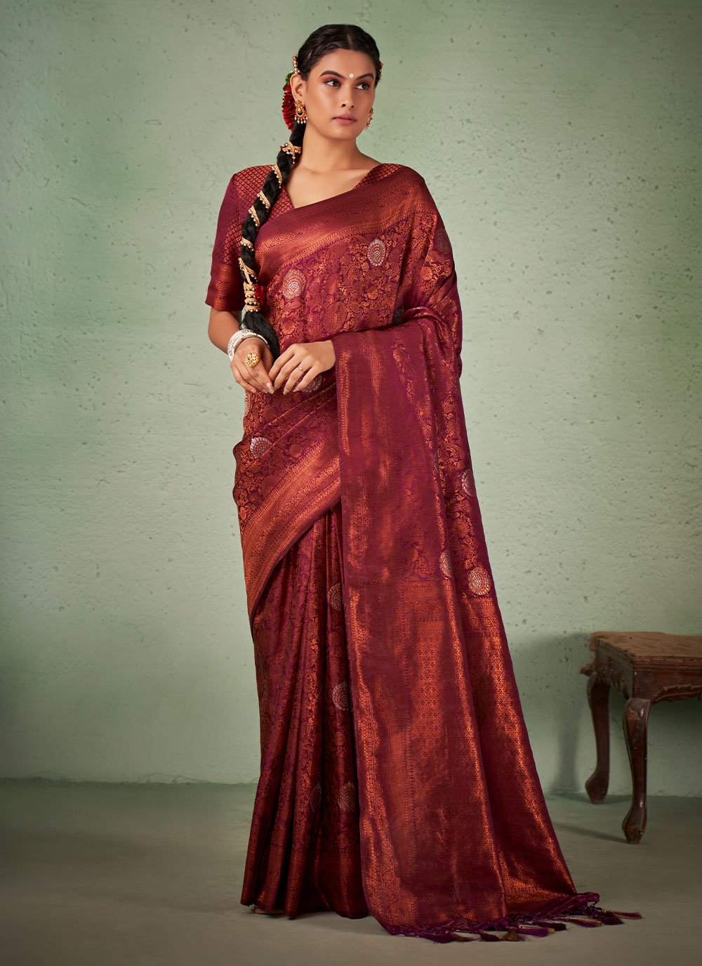 Contemporary Georgette Magenta Weaving Saree