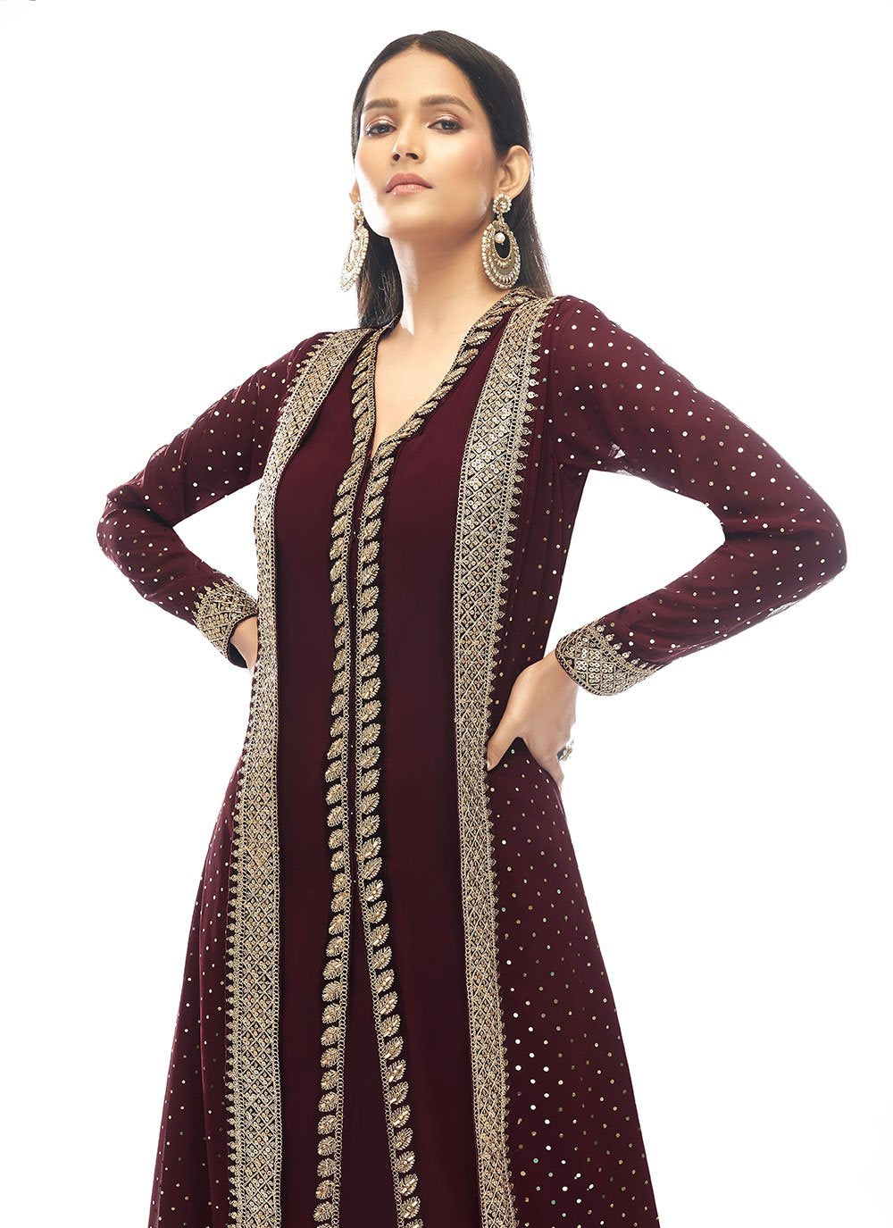 Salwar Suit Georgette Maroon Sequins Salwar Kameez
