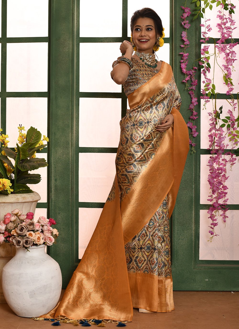 Trendy Saree Banarasi Silk Multi Colour Woven Saree