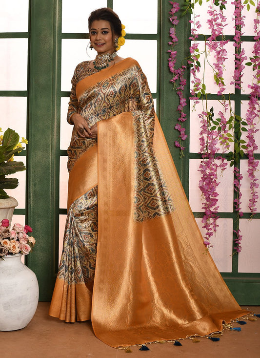 Trendy Saree Banarasi Silk Multi Colour Woven Saree