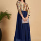 Gown Georgette Blue Woven Gown