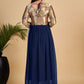 Gown Georgette Blue Woven Gown