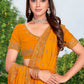 Classic Georgette Orange Embroidered Saree