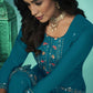 Palazzo Salwar Suit Organza Teal Diamond Salwar Kameez