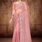 Classic Net Pink Diamond Saree