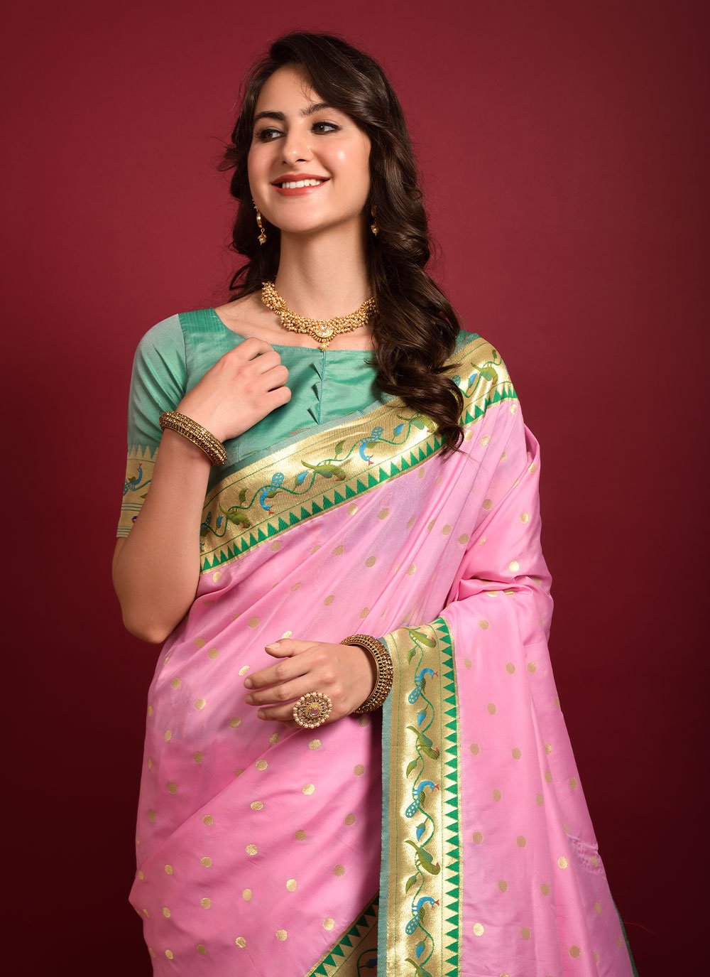 Trendy Saree Silk Pink Woven Saree