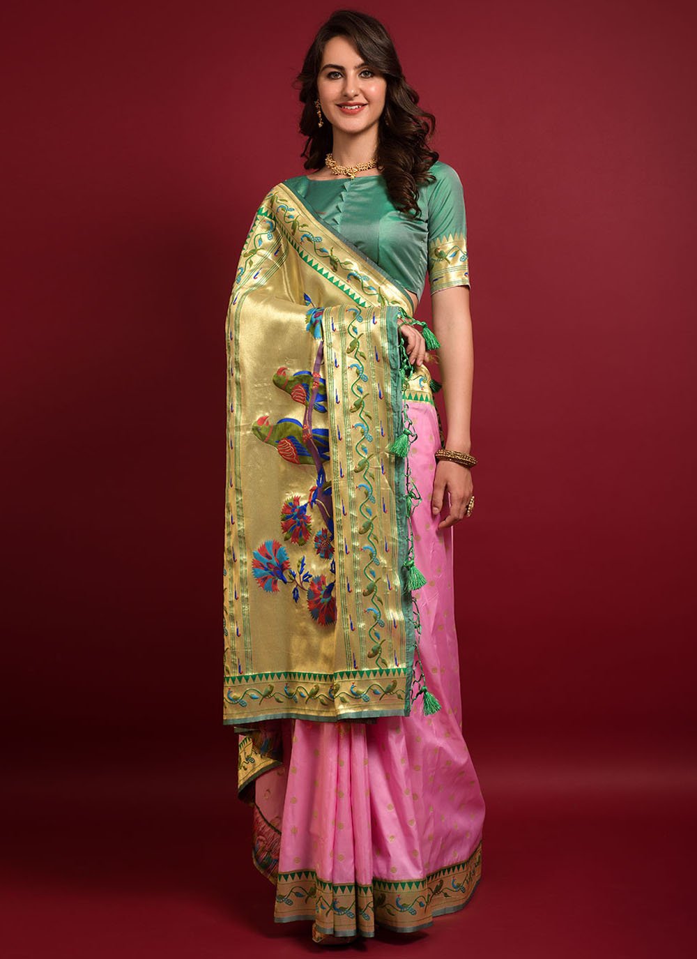 Trendy Saree Silk Pink Woven Saree