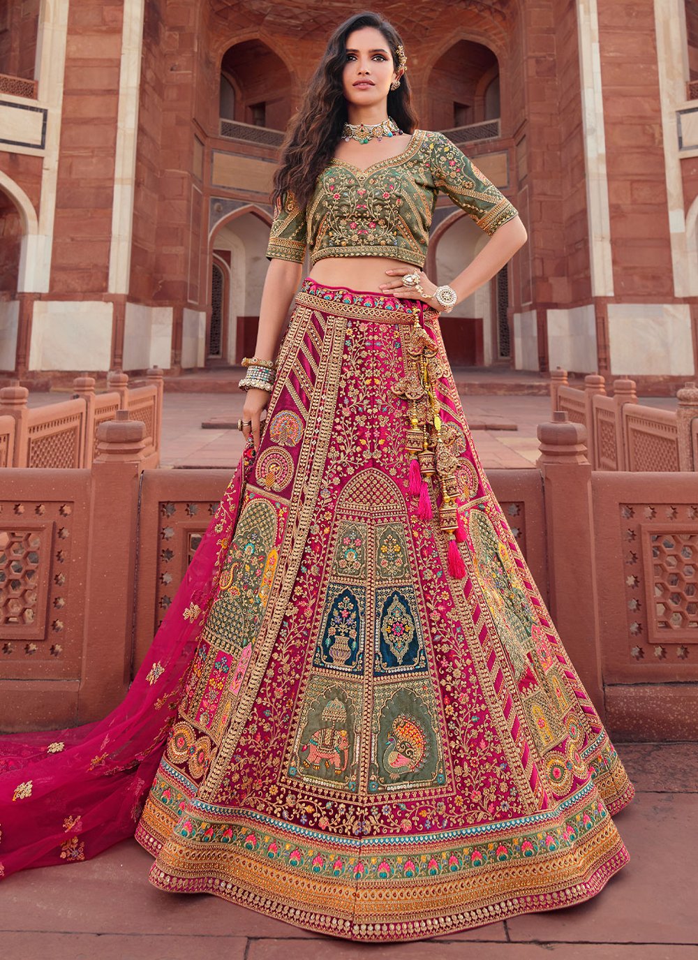 Lehenga Choli Silk Pink Embroidered Lehenga Choli