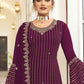 Palazzo Salwar Suit Georgette Purple Embroidered Salwar Kameez