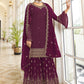 Palazzo Salwar Suit Georgette Purple Embroidered Salwar Kameez